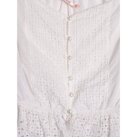 Fiu Fiu Womens Button Up Crop Top Blouse White - Picture 4 of 6